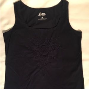 Bass Dark Navy Tank w/ Eyelet Design